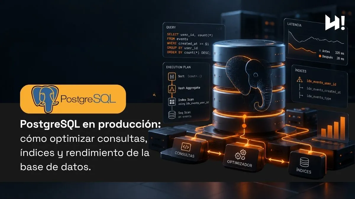 PostgreSQL en producción con consultas, índices y métricas de rendimiento